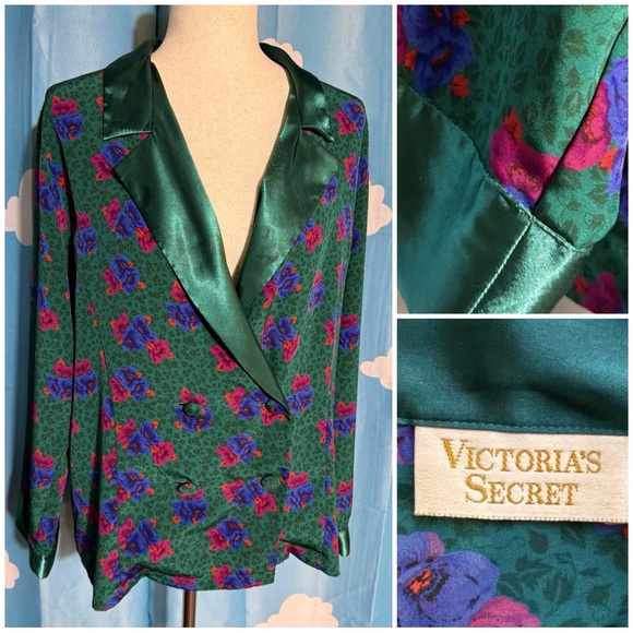 Vintage Victoria's Secret sleep shirt, lingerie, pajamas. Jewel tones. L - Picture 2 of 8
